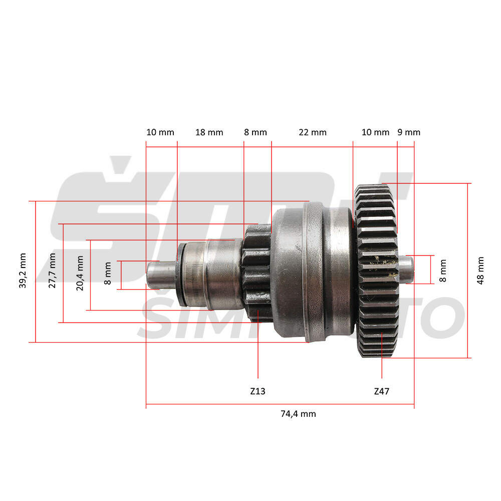 Starter bendix piaggio liberty 125/vespa et4 13/47 rms