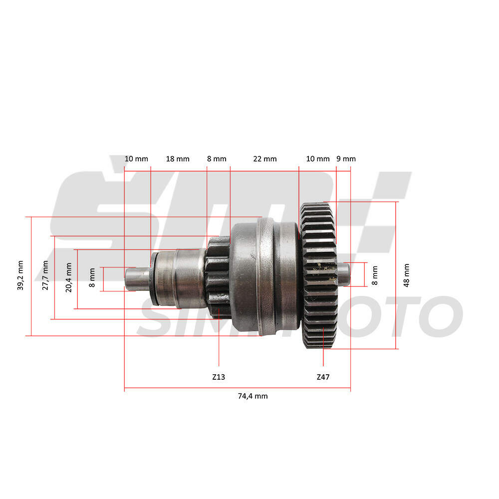 Starter bendix piaggio liberty 125/vespa et4 13/47 rms