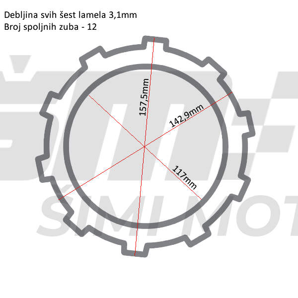 Clutch plate lining kit yamaha t-max 530cc (12-14)