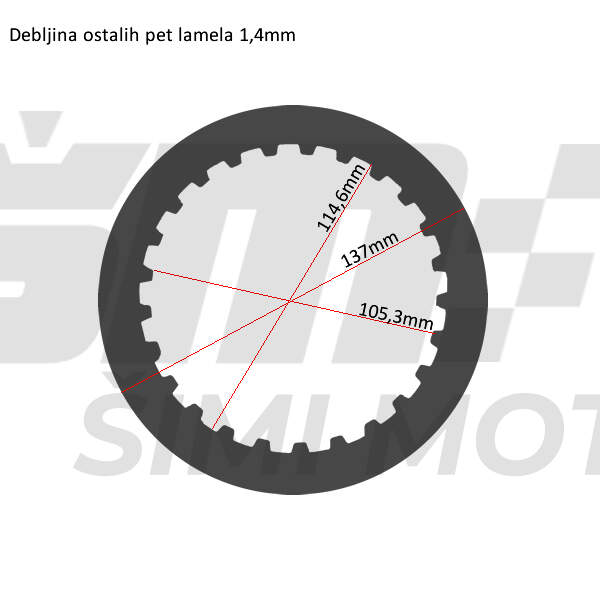 Clutch plate lining kit yamaha t-max 530cc (12-14)