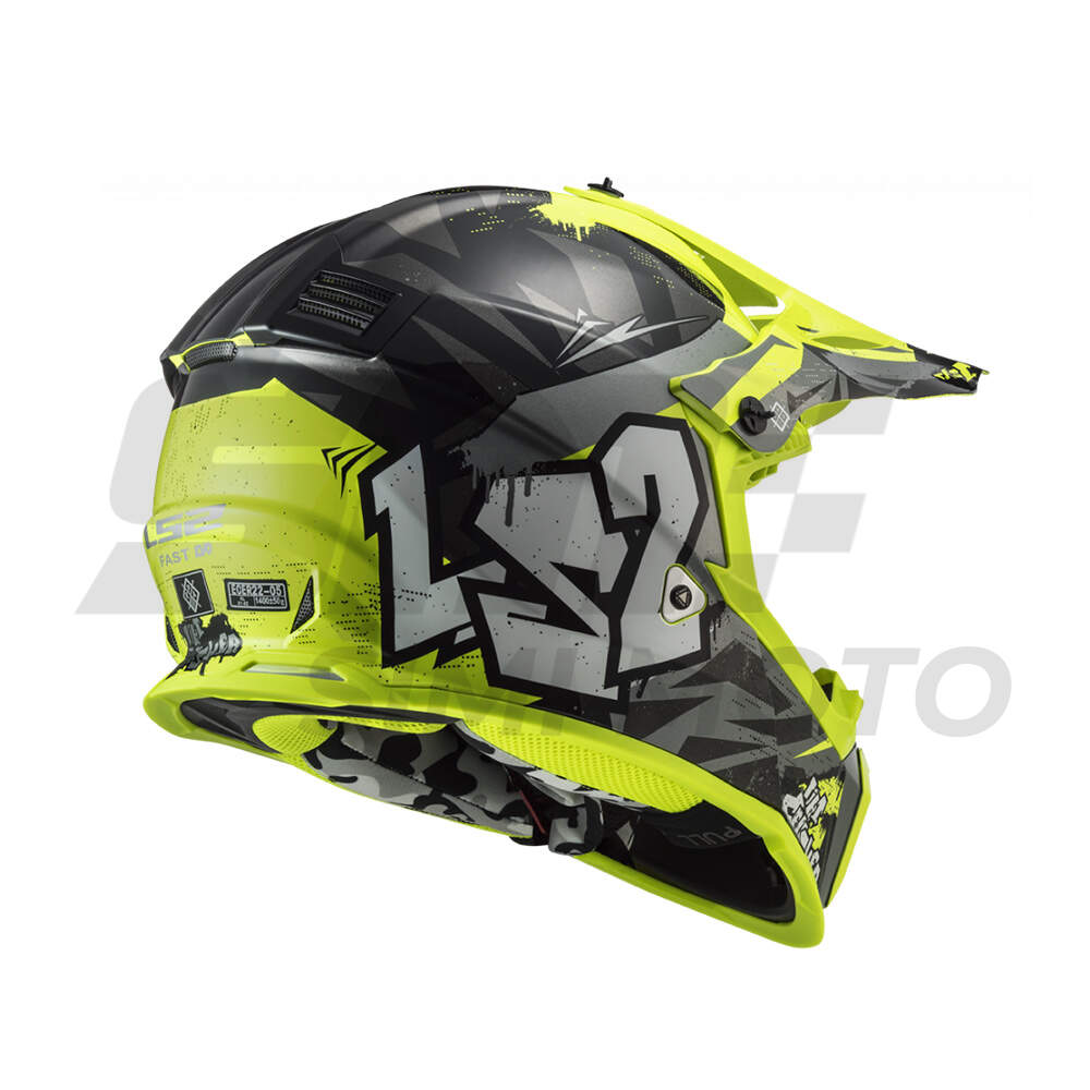 Helmet ls2 cross mx437 fast evo mini crusher black yellow m