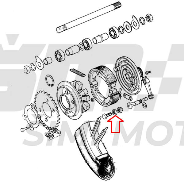 Nut of screw rear sprocket tomos bt m7x1 l10mm